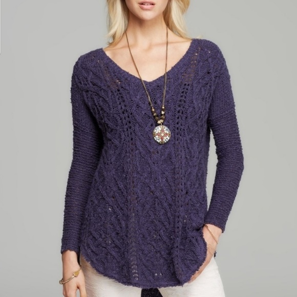 Free People Sweaters - Free People Cross my Heart Cable Knit Sweater